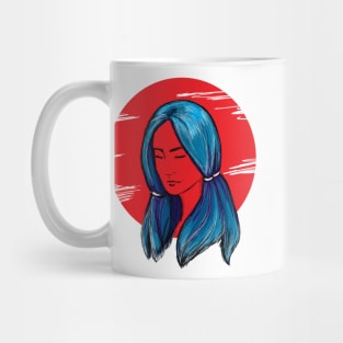 Sad girl with blue hair Mug